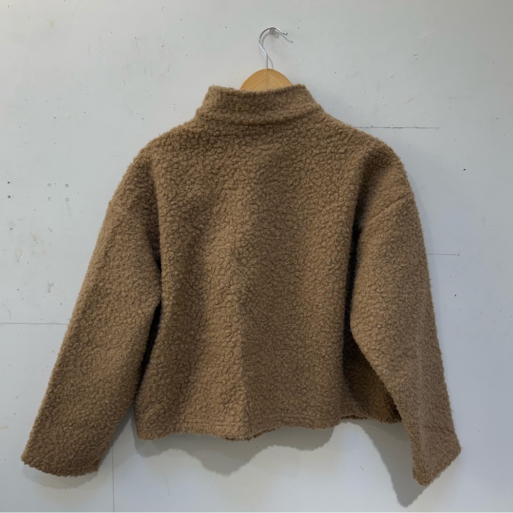 Zara Basic Teddy Quarter Zip Pullover. Sz M. - Picture 3 of 4